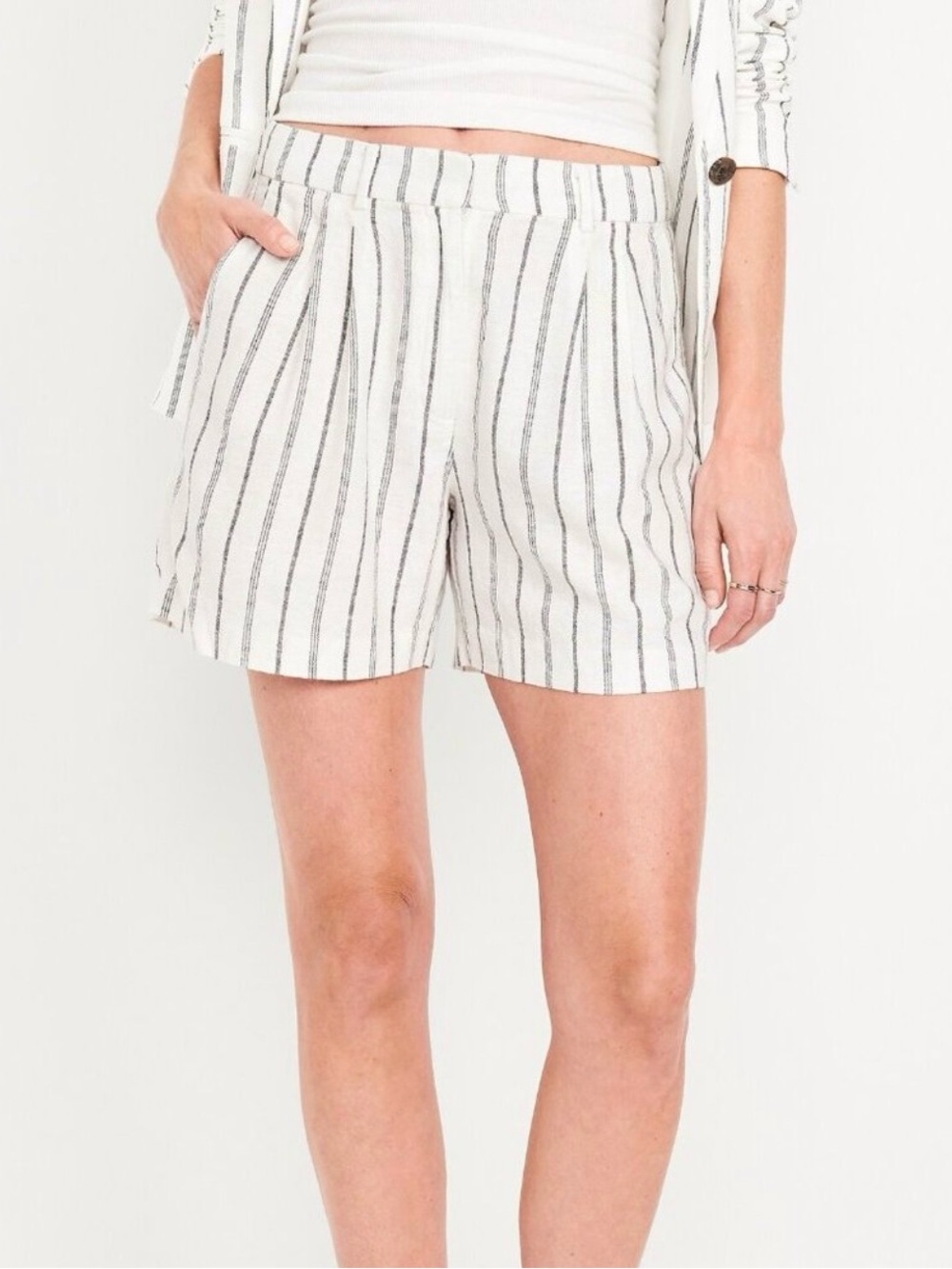 OLD NAVY Taylor Extra High‎ Rise Striped Linen Blend Shorts Women’s XL NEW
